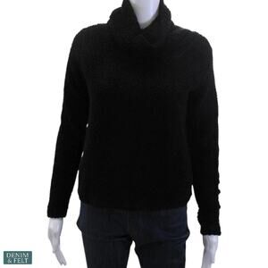ALO Black Sherpa Fleece Turtleneck Pullover Cozy Soft Winter Lounge Top Small
